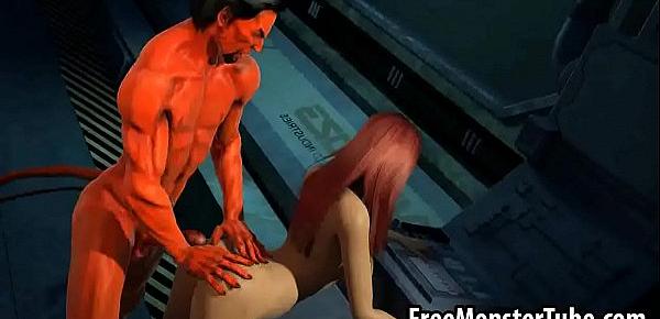  Busty 3D cartoon redhead babe fucked by Satan